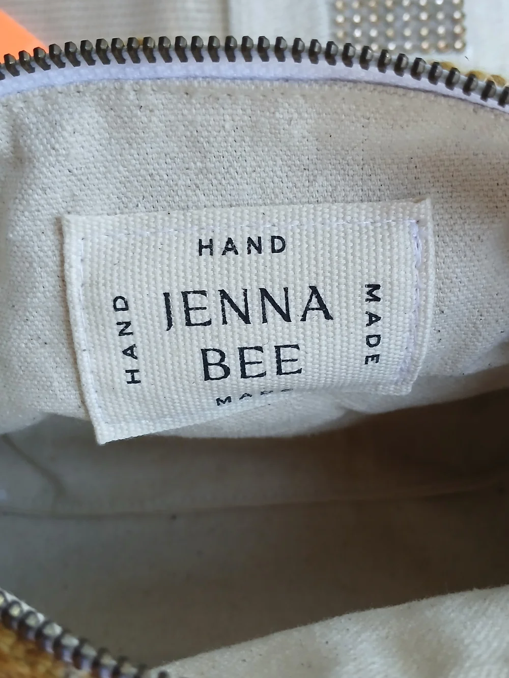 Jenna Bee Mustard Geometric Cosmetic Bag Hand Made
